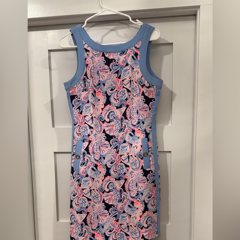Elegant Paisley Print Dress in Pink and Blue
